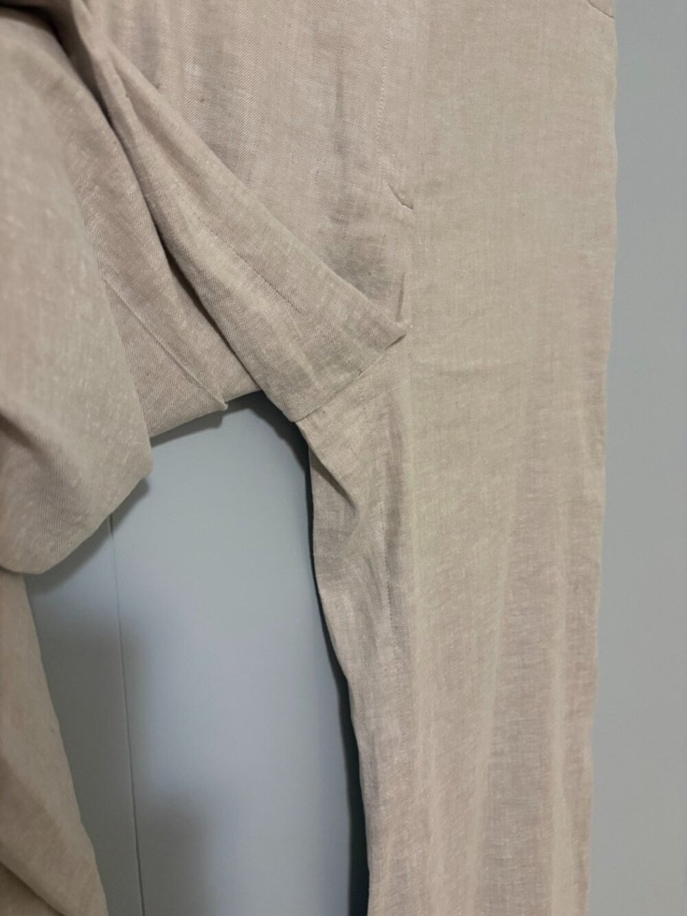 Theory Terena High Waist Wide Leg Trouser Pants Linen Blend Sierra/White Size 8 - Picture 5 of 12
